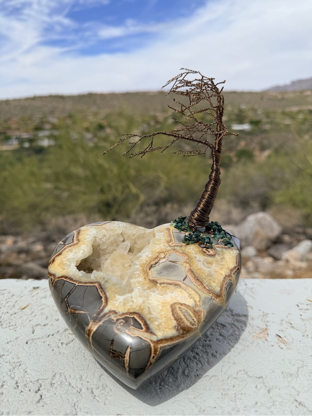 🌳 Septarian Heart Crystal Tree | Naked Tree | Natural Stone Base Utah UV Glow